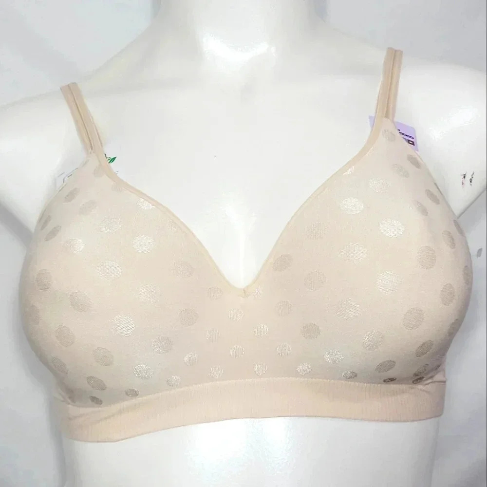 XL X-LARGE Hanes HU08 G260‎ Wire Free Soft Cup Bra Nude DOTS NWT